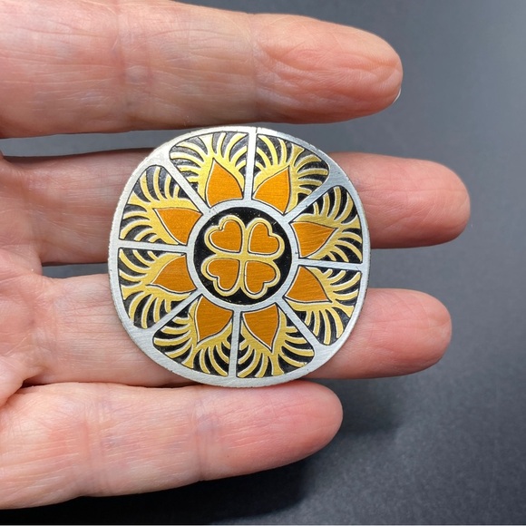 REED & BARTON Damascene Brooch/Pendant Mandela Style Copper Hearts - Picture 2 of 6